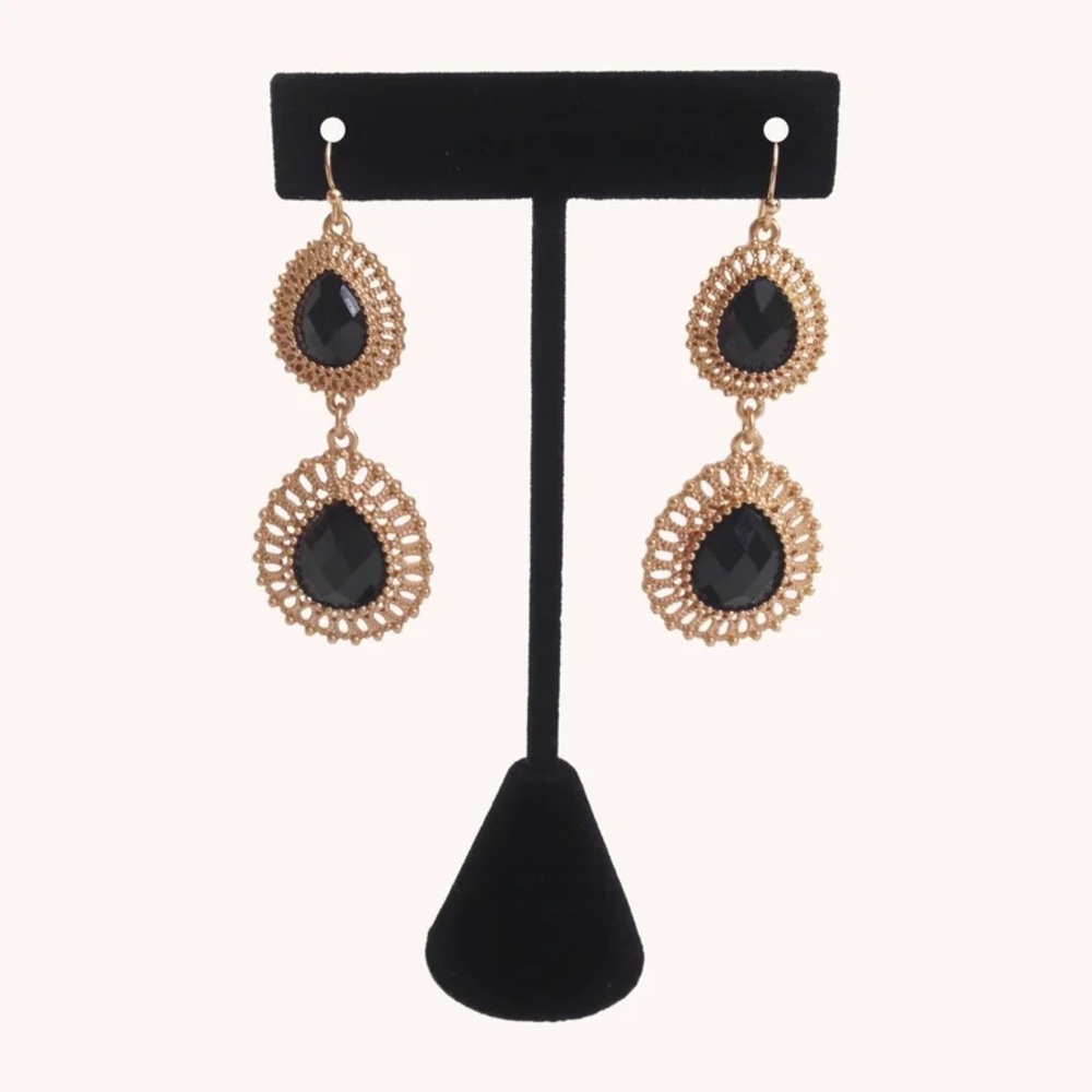 Black Teardrop Earrings